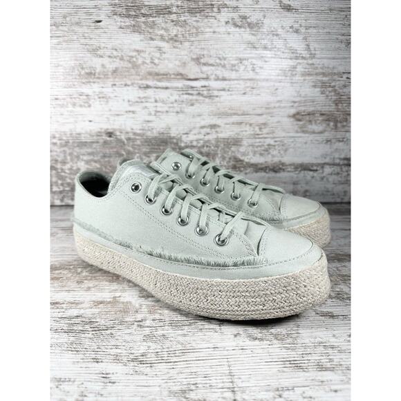 Women's Converse CTAS Espadrille Ox Green Canvas Platform Shoes Sz 9 - Picture 1 of 11